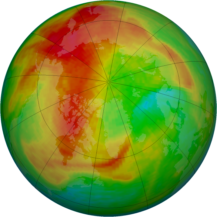 Arctic ozone map for 29 March 1994